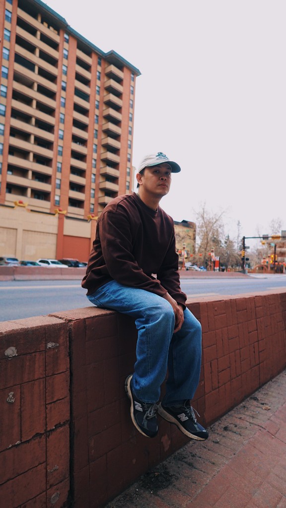 Matt Harvey, Calgary-based videographer, outdoors in the city.